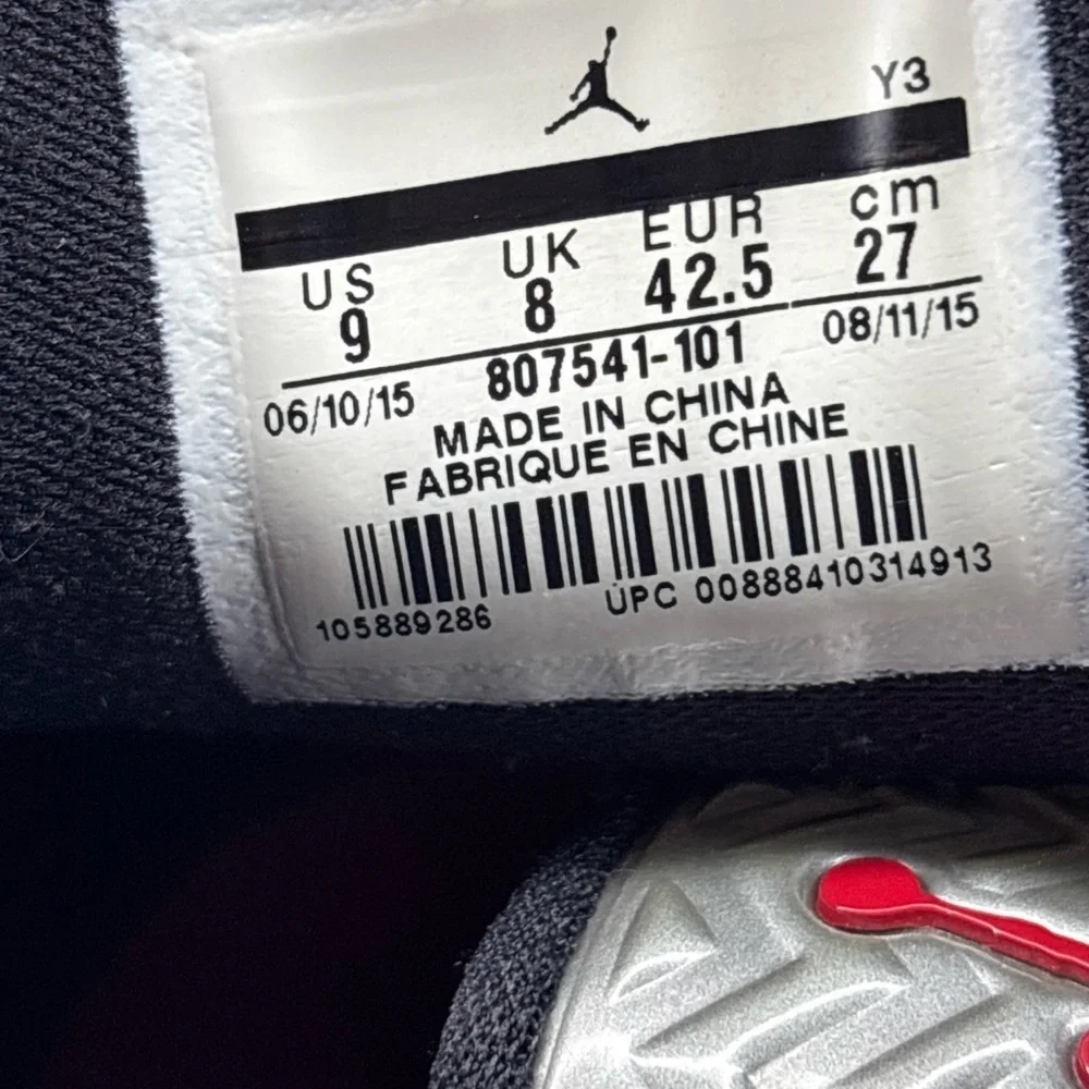 Nike Air Jordan Spike Forty White Cement Red Mid Top Sneakers Sz 9